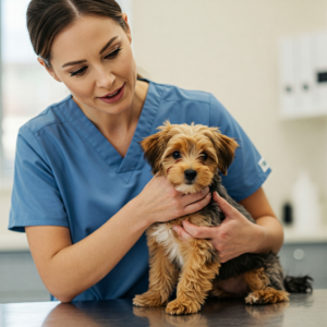 morkie puppies at vet doctor