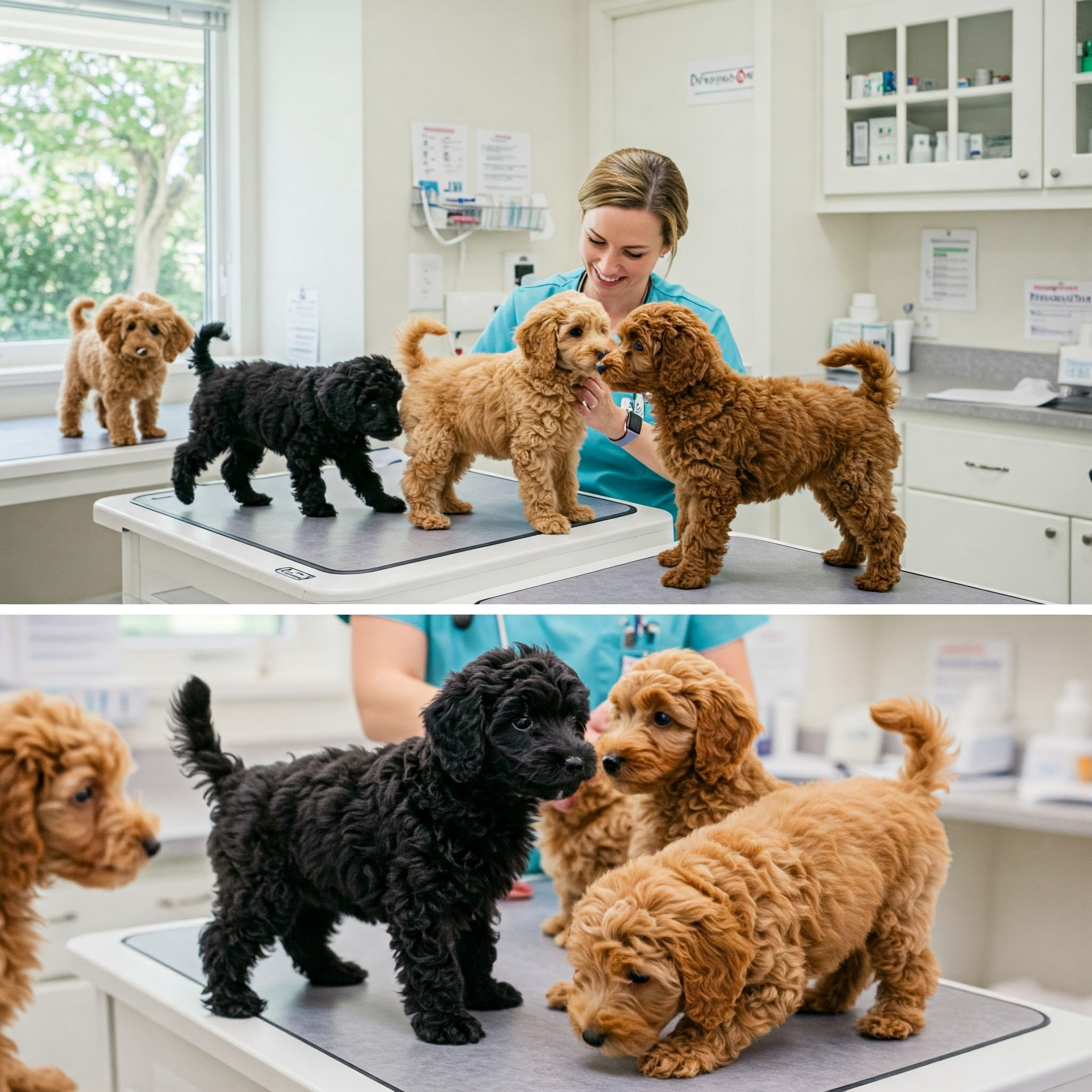 poodle puppies at vet 